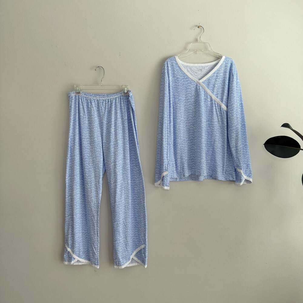 Green Cotton by Garnet Hill Asian Wrap Organic-Cotton Pajamas
